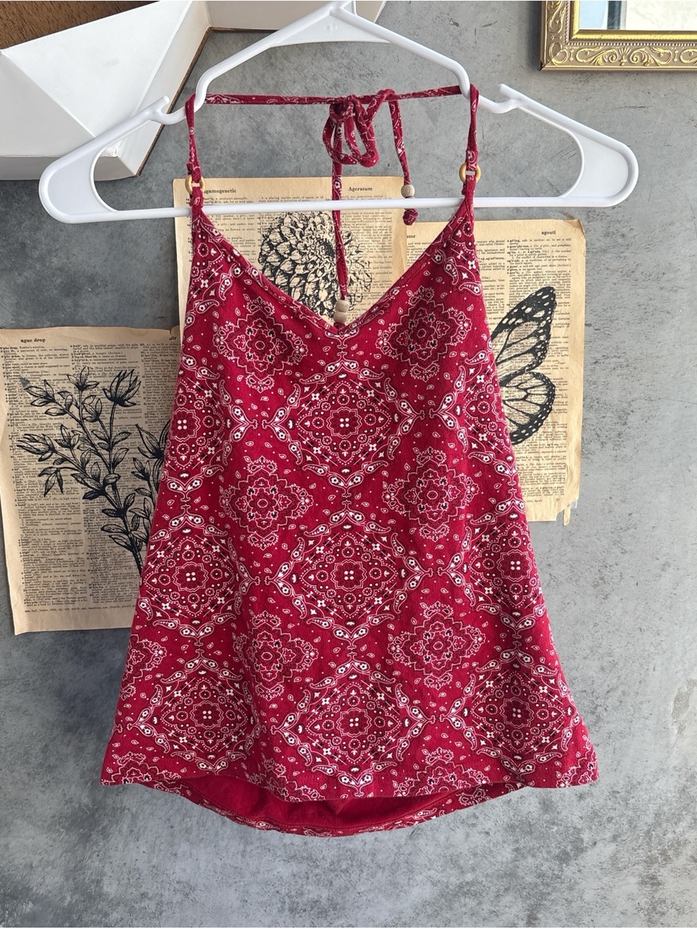 Vintage Y2K Old Navy Red Bandana-Print Halter Cami
